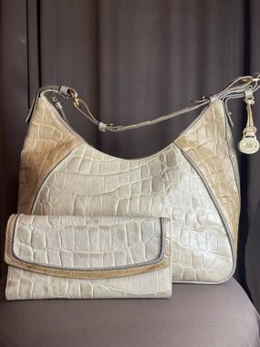 Camille Set – Brahmin Vintage Croc Embossed Shoulder Bag + Matching Wallet